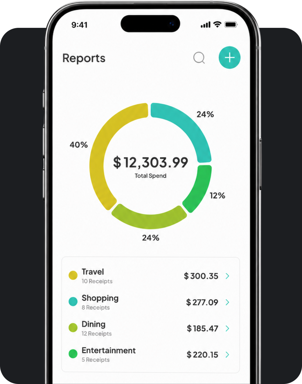 SaveIT reports and total spend on phone